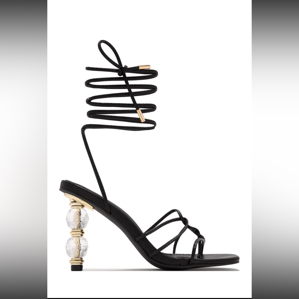 Miss Lola strappy heels black